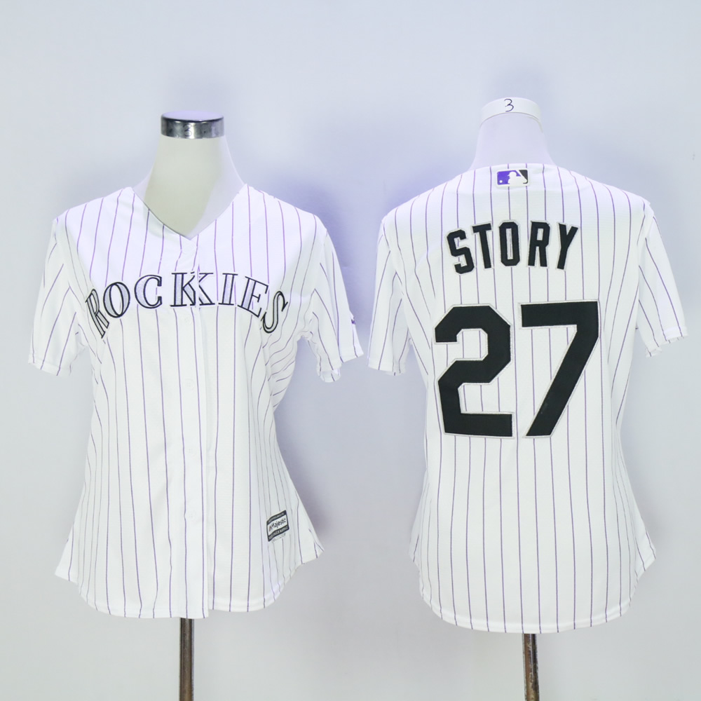 Women Colorado Rockies 27 Story White MLB Jerseys